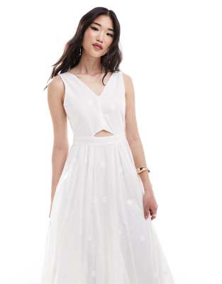 Closet London Cut-out Midaxi Dress In Ivory-white