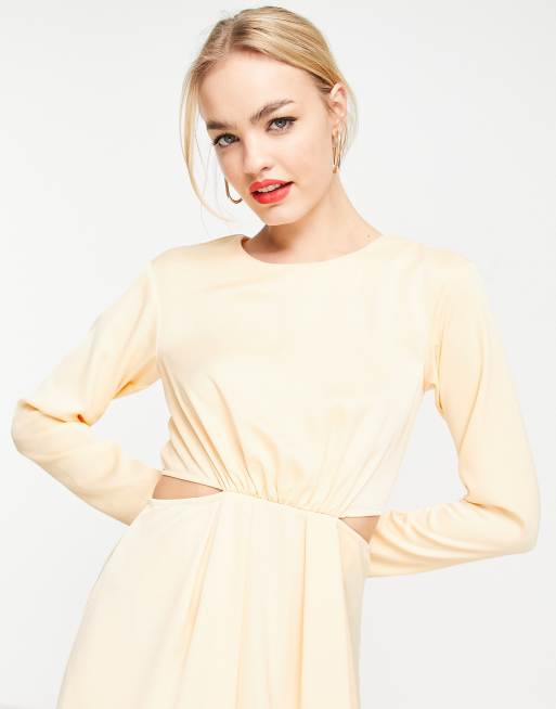 skater midaxi dress Strappy Pleated Skater Midaxi Dress In Yellow | EGO US