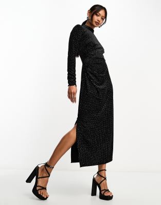 Closet London Closet London diamante pencil midi dress in black