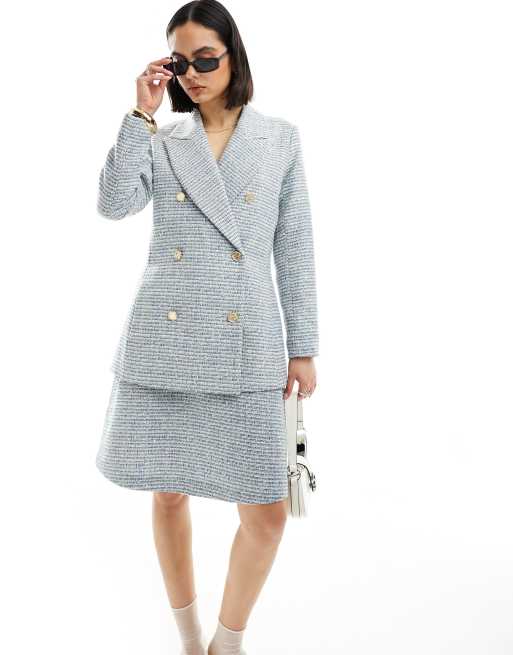 Baby blue tweed suit deals