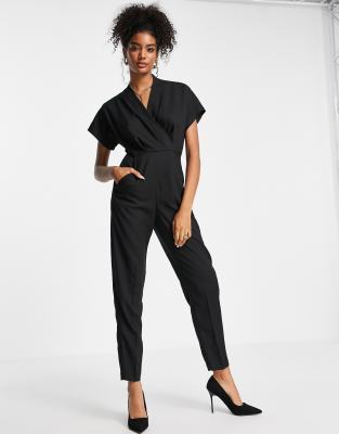 Closet London - Eleganter Jumpsuit mit Wickeldesign in Schwarz