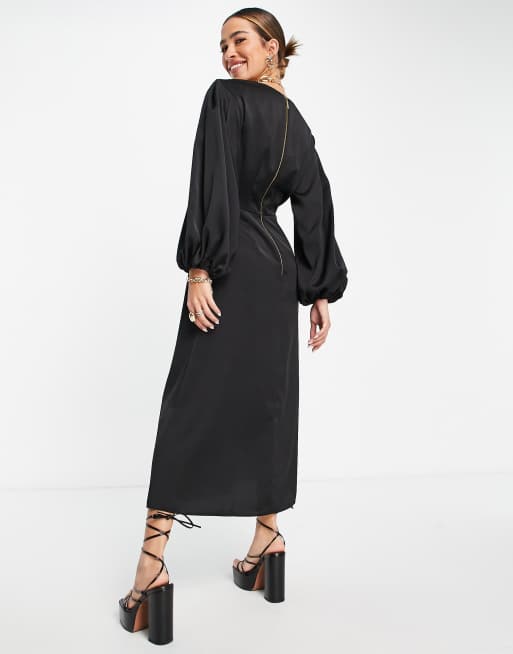 Empire waist midi dress with clearance sleeves