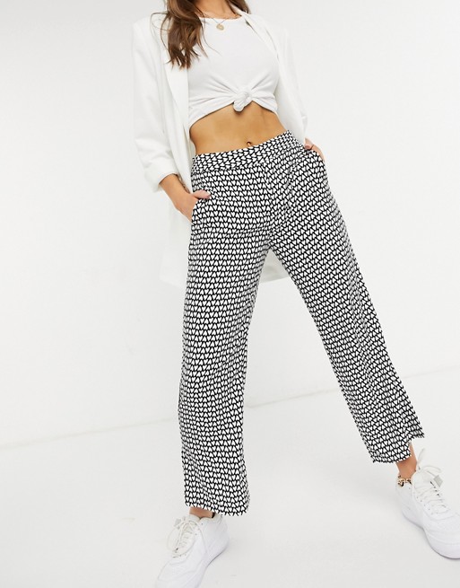 Closet London flared tailored trousers in micro heart print
