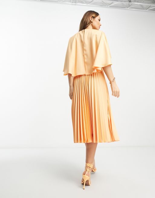 Closet London flutter sleeve pleated midi dress in orange | ASOS