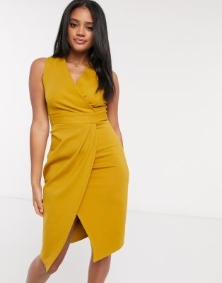 wrap mustard dress