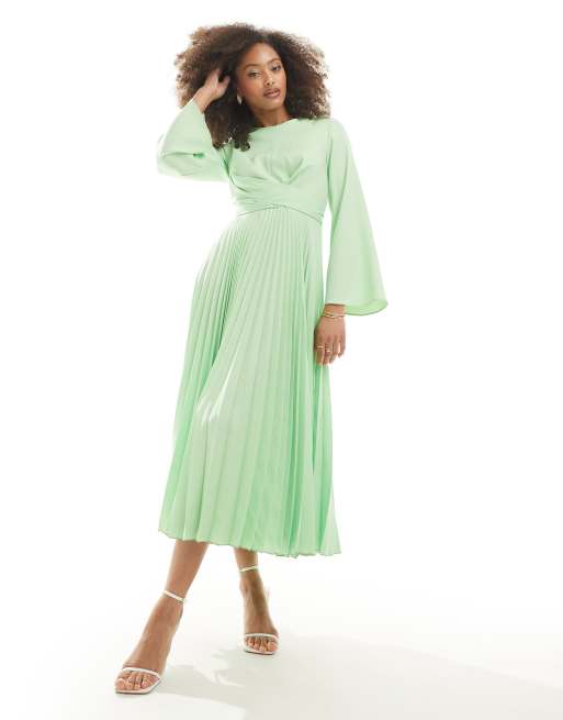 Closet London - Geplooide midi jurk in mintgroen