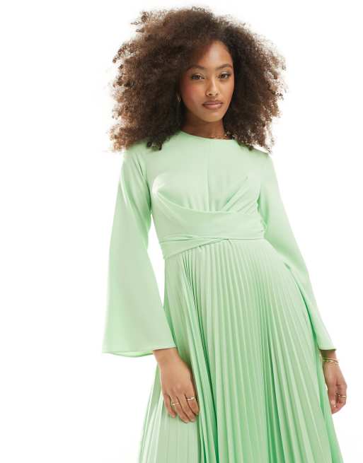 Closet London Geplooide midi jurk in mintgroen