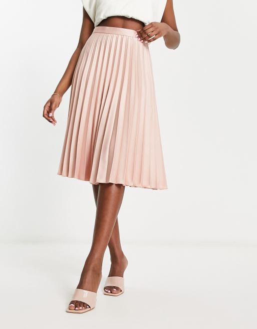Closet London - Geplooide midirok in mokka