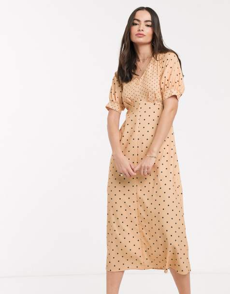 Closet London – Gepunktetes Midi-Freizeitkleid