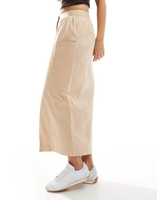 Closet London - Halflange kokerrok in cargostijl in neutraal