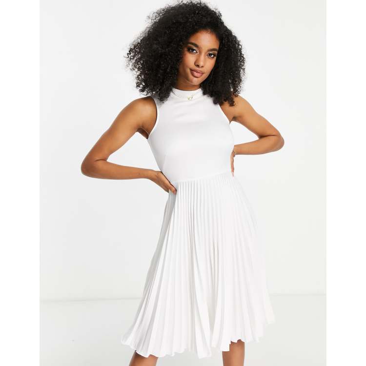 Asos white store pleated dress