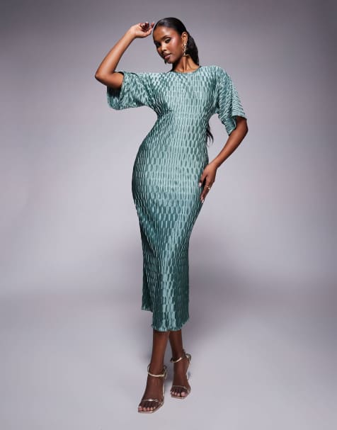 Closet London Kimono Pencil Dress in Sage - view 1