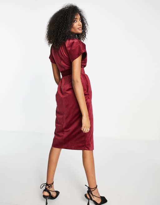 Wine colored hot sale midi dress