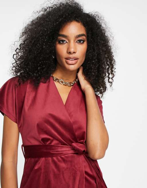 Wine red shop wrap dress