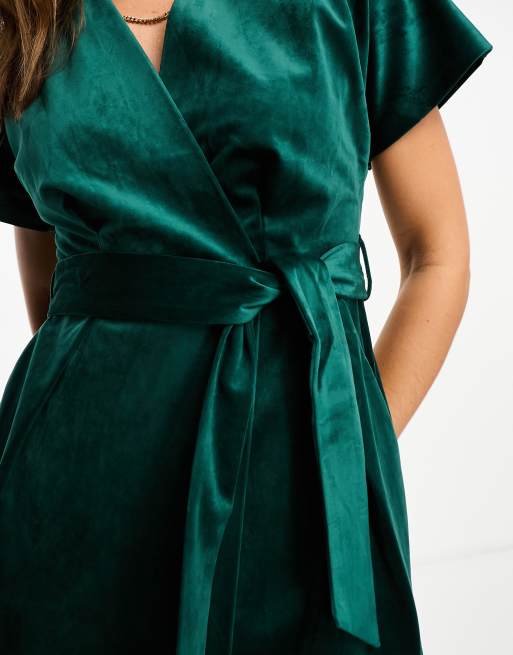 Closet green velvet kimono dress sale