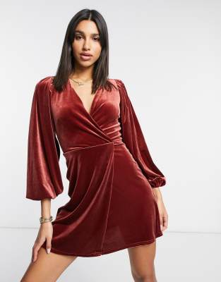 closet london velvet wrap dress