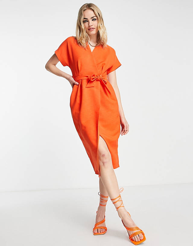 Closet London - kimono wrap dress in orange