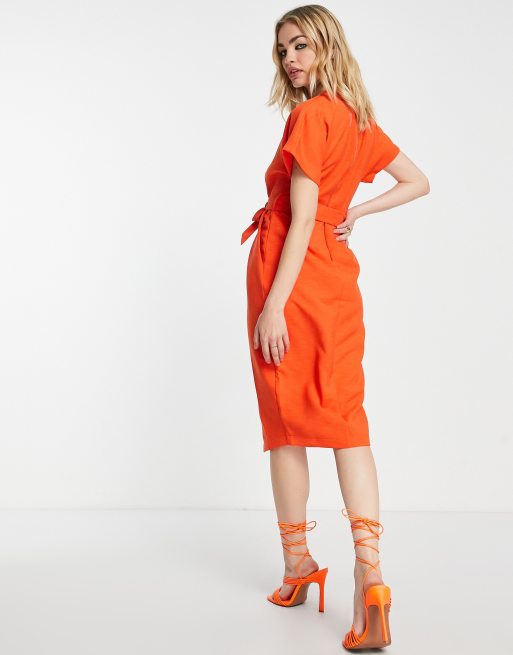 Asos orange shop kimono dress