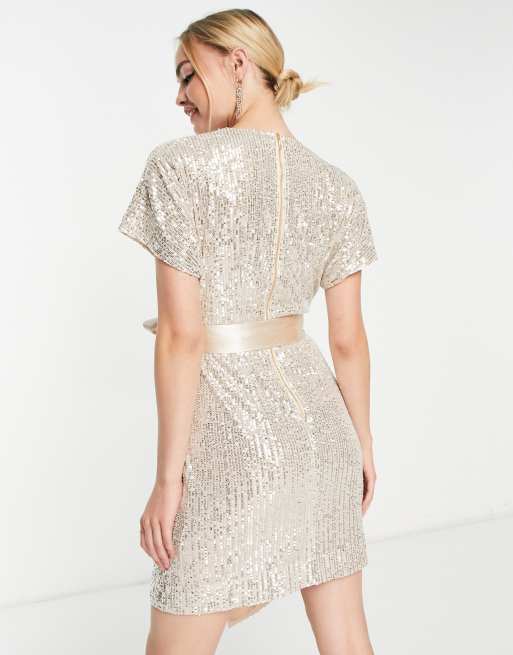 Light up the night champagne sequin shift outlet dress