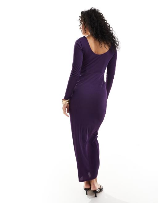 Closet London – Lila bodycon-klänning i maxilängd, 3 av 4