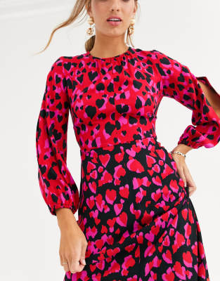 red heart print dress