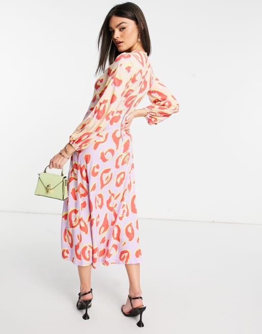 Closet London long sleeve spot print midaxi dress in contrast pastel ASOS