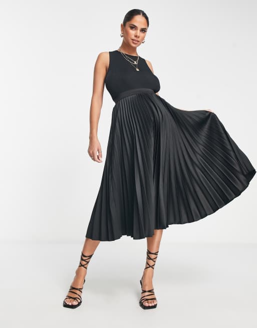 Pleated midi shop skirt maternity