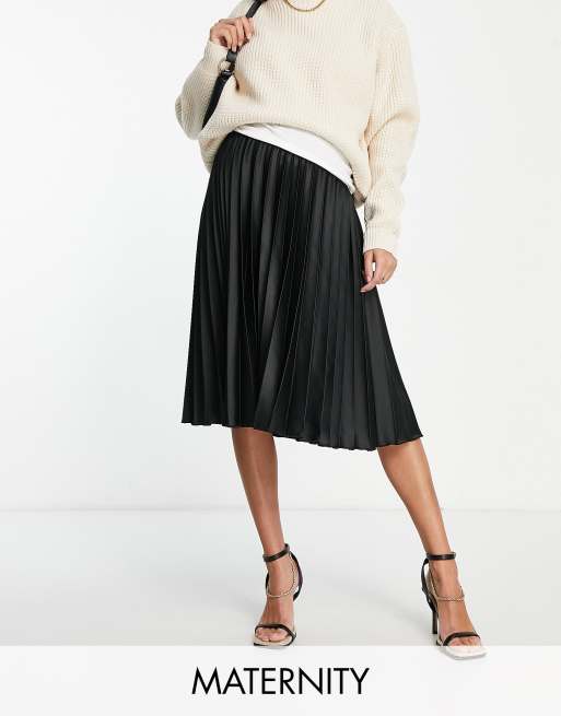 Closet London Maternity pleated midi skirt in black | ASOS