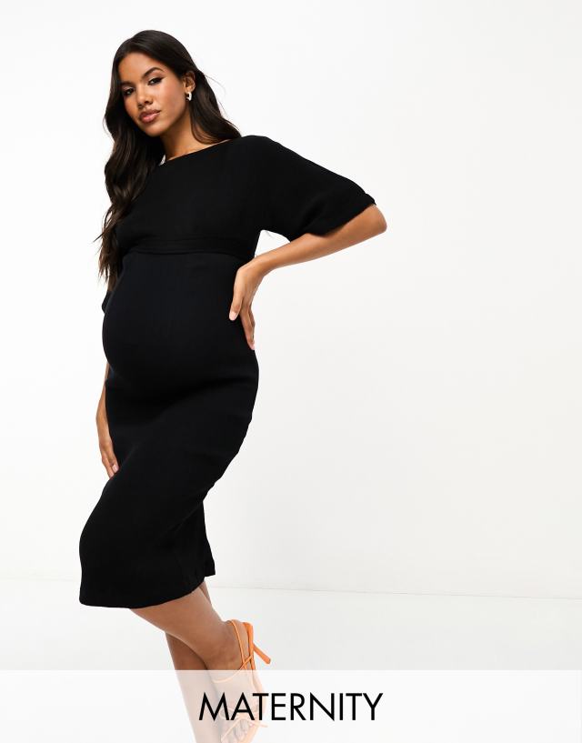 Closet London Maternity - ribbed pencil midi dress in black