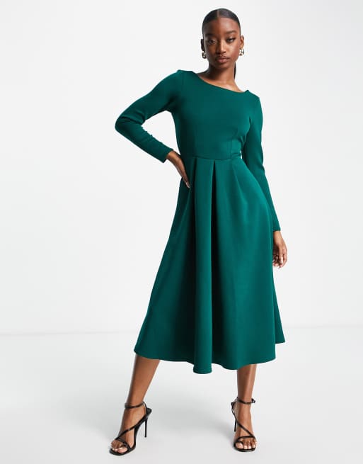 Closet London – Midaxi-Skater-Kleid in Flaschengrün, 4 von 4