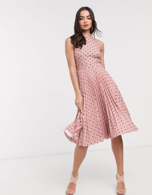 pleated polka dot dress