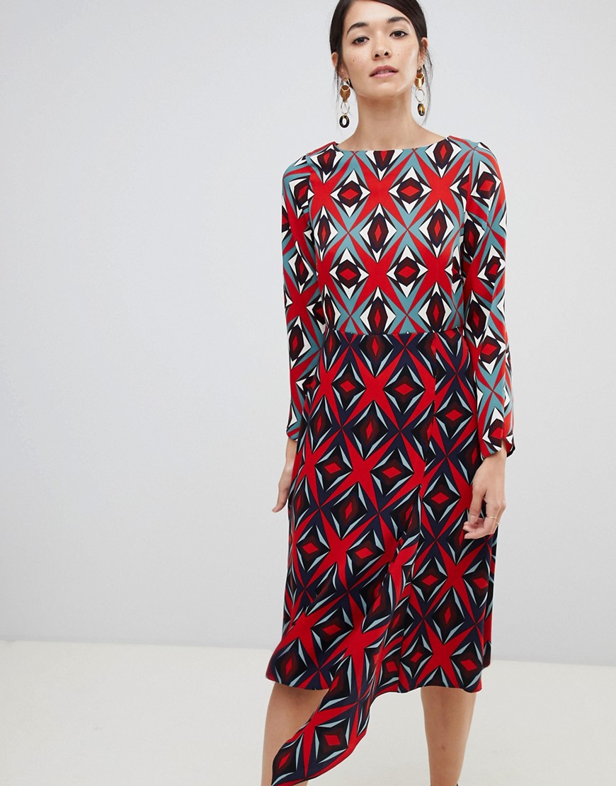 Closet London - Midi-jurk met contrasterende print-Multi