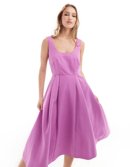 Closet London - Midi jurk met uitstaande rok in violet
