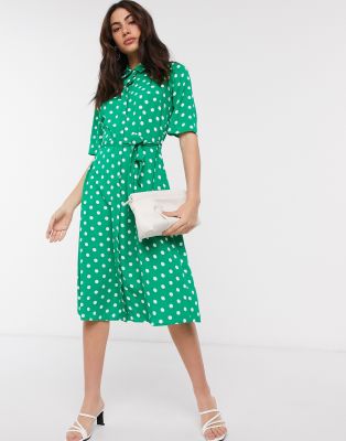 green midi shirt dress