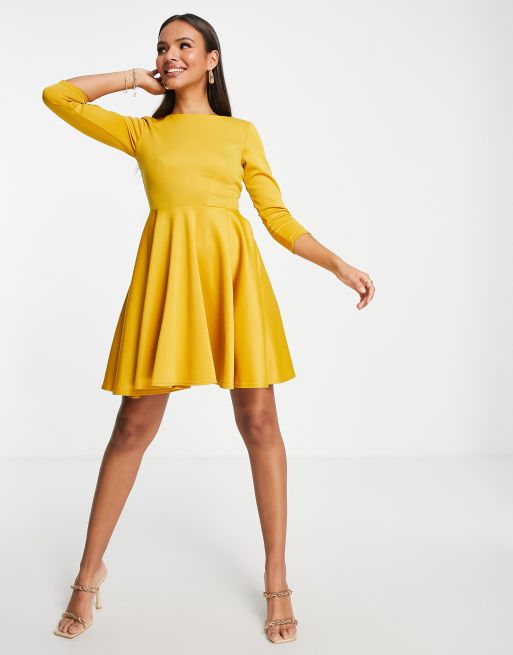 Mustard yellow 2025 skater dress