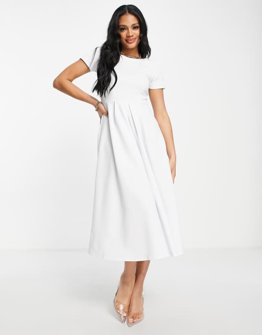 white skater dress uk Waverly | White Racer-Neck Sleeveless Skater Mini Dress  Club L London
