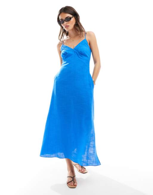 Closet London – Midi-Trägerkleid in Blau