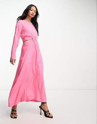 Closet London - Midikleid in Rosa mit verdrehtem Detail und Zierausschnitt