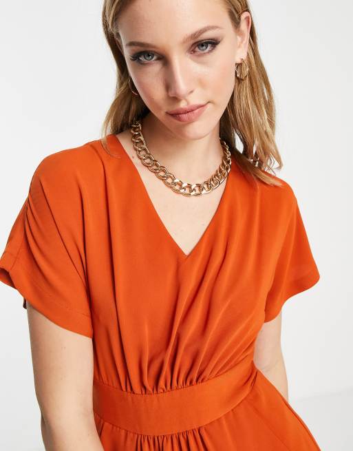 Closet London - Mini jurk in tulpmodel in kaneelkleur, 2 van 4