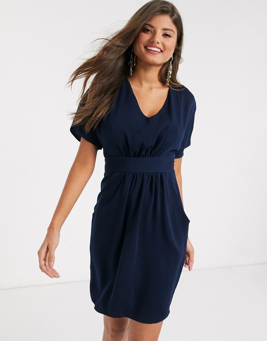 Closet London - Mini-jurk met korte mouwen in marineblauw