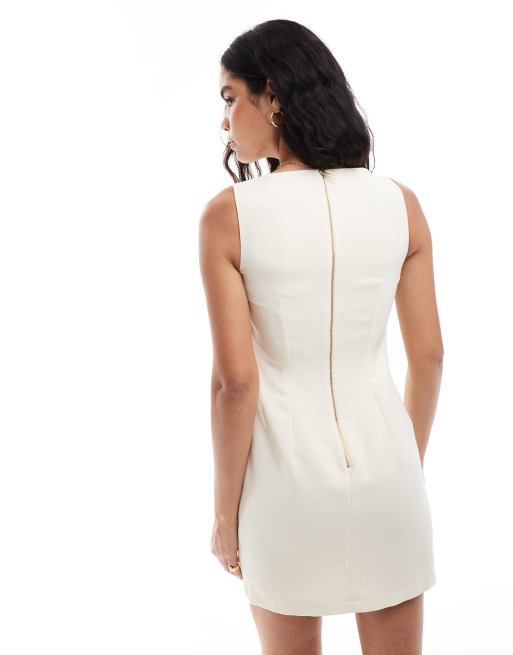 Closet London minimal mini dress in cream