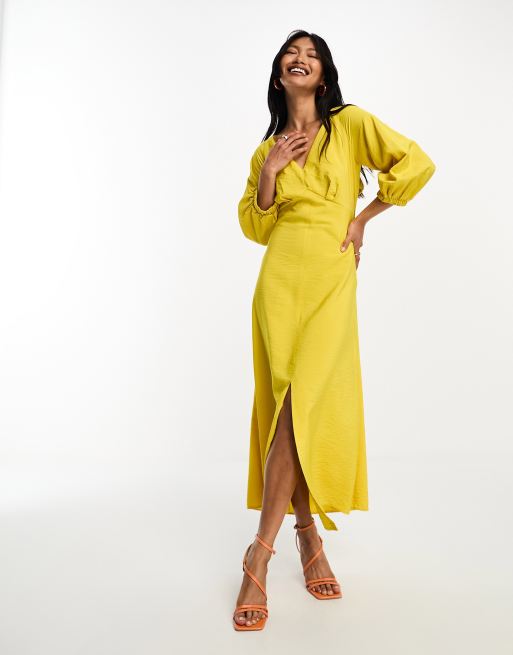 Closet London open back midi dress in yellow