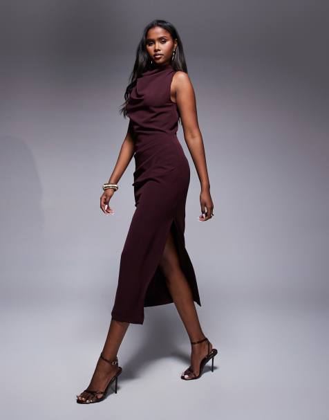 Closet London pencil dress in burgundy - view 1