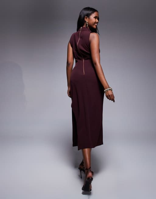 Closet London pencil dress in burgundy, 4 of 4