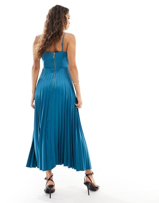 Closet London Petite cowl neck pleated midaxi dress in
