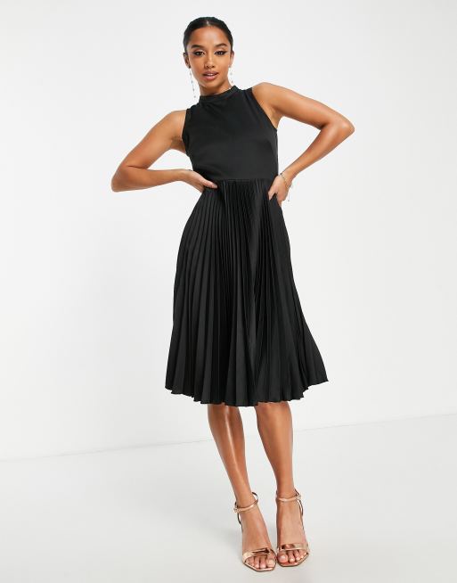 Petite midi shop pleated dress