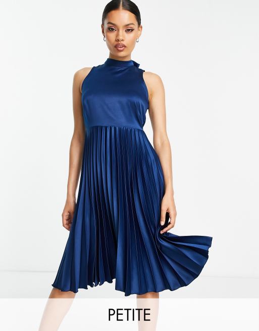 Pleated high neck on sale dress