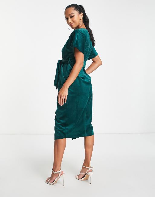 Closet green velvet kimono on sale dress