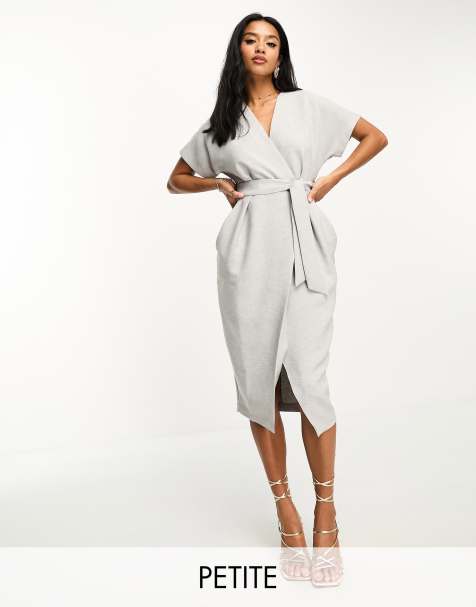 ASOS DESIGN Curve Edit bias slip midaxi dress in dark grey satin