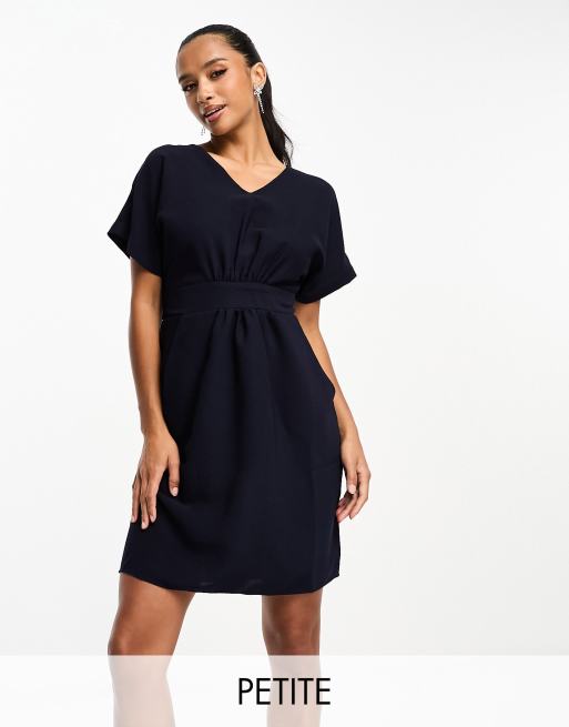 Closet London Petite – Mini-Tulpenkleid in Marineblau mit Gürtel